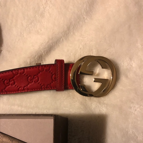 GUCCI BELT RED LEATER - Picture 3 of 4